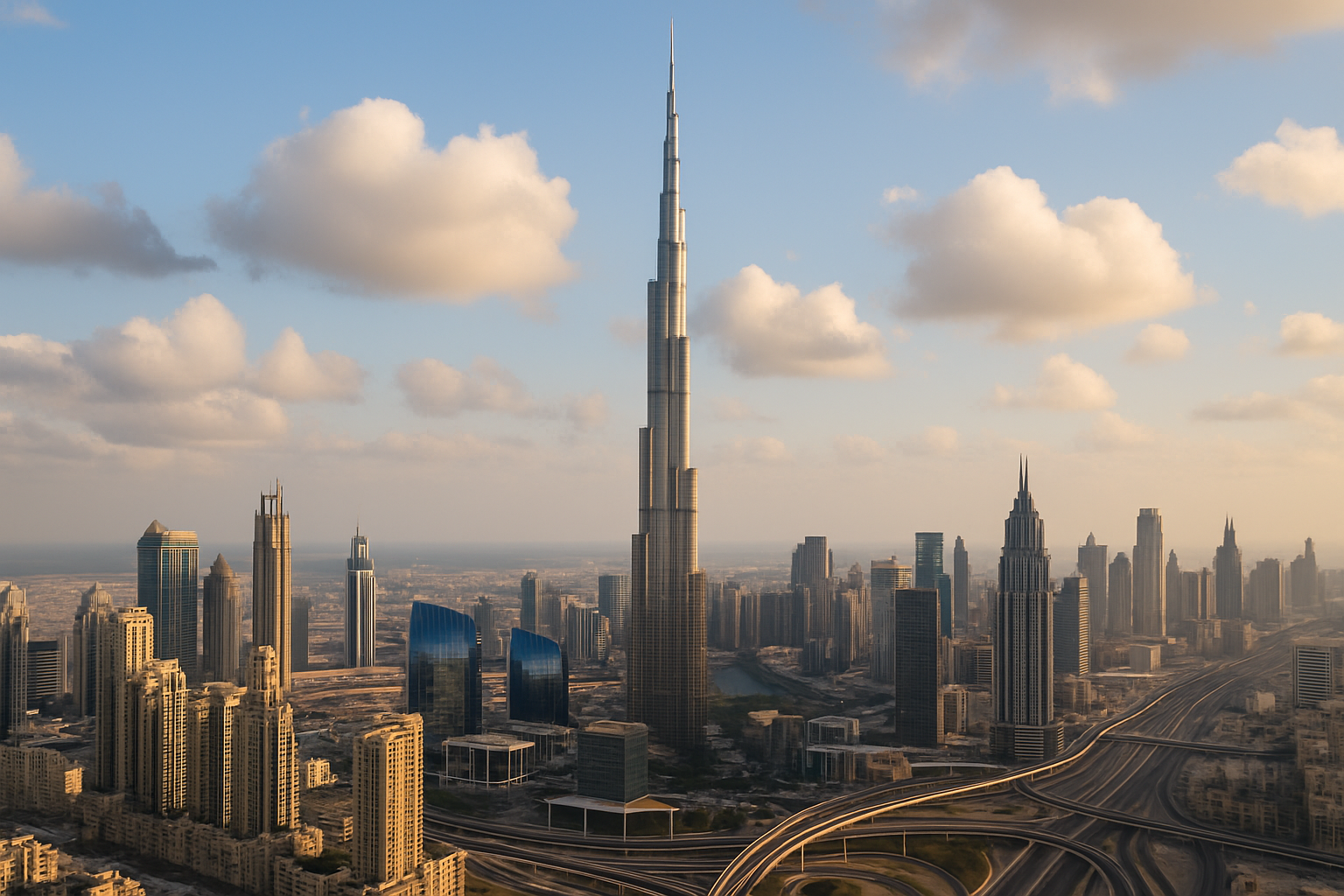 Burj Khalifa towering over the Dubai skyline